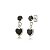 Cartela de Brincos Redondo 3mm com Coração Zircônia 6X6 - Preto - Prata 925 (Contém 12 Pares) - Imagem 1