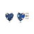 Cartela de brincos zircônia Coração 8x8 - Azul Royal - Prata 925 (Contém 12 Pares) - Imagem 1