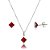 Conjunto Quadrado Embutido 6mm - Vermelho - Prata 925 - Imagem 1