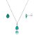Conjunto Gota Embutido 6x8mm -Verde Leitoso- Prata 925 - Imagem 1
