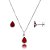 Conjunto Gota Embutido 6x8mm -Vermelho- Prata 925 - Imagem 1