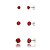 Trios de brincos zircônia 4/5/6mm - Vermelho - Prata 925 (5 trios) - Imagem 1