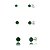 Trios de brincos zircônia Embutido 3/4/5mm - Verde Esmeralda - Prata 925 (Contém 5 Trios) - Imagem 1