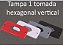 TAMPA 1 TOMADA HEXAGONAL VERTICAL CAIXA 1" PVC ANTICHAMA - Imagem 1