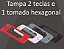 TAMPA 2 TECLAS + 1 TOMADA HEXAGONAL CAIXA 1/2"-3/4" PVC ANTICHAMA - Imagem 1