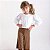 Blusa Cropped Infantil Menina Manga Longa Bufante Branco - Imagem 1