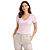 CAMISETA FEMININA TOMMY GOLA V -LISTRADA ROSA CLARO - Imagem 1