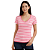 CAMISETA CASUAL FEMININA TOMMY LISTRAS GOLA V ROSA - Imagem 1