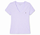 Camiseta Tommy Hilfiger Feminina Gola V Lilás Clara Básica Premium - Imagem 2