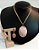 Colar E Brinco Banhado A Ouro 18k de Pedra Quartzo Rosa Leitosa Oval. - Imagem 4