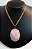 Colar E Brinco Banhado A Ouro 18k de Pedra Quartzo Rosa Leitosa Oval. - Imagem 6