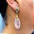 Brinco Banhado a ouro 18k de Quartzo Rosa 01. - Imagem 1