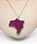 Pingente Mapa do Brasil de Pedra Ágata Rosa Pink - Imagem 2