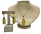 Colar e Brinco banhado a ouro 18 de Citrino Gota ML140 - Imagem 1