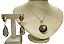 Colar e Brinco banhado a ouro 18k de Quartzo Fumê ML148 - Imagem 1