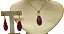 Colar e Brinco banhado a ouro 18k de Quartzo Morango ML139 - Imagem 4
