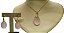 Colar e Brinco banhado a ouro 18k de Quartzo Rosa ML162 - Imagem 1