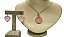 Colar e Brinco banhado a ouro 18k de Quartzo Rosa Coração.  ML166 - Imagem 2