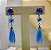 Colar e Brinco banhado a ouro 18k de Zircônia Azul. ML196 - Imagem 4