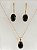 Colar E Brinco Banhado A Ouro 18k Semijoia Com Pedra Quartzo Preto Onix - Imagem 4