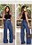 CALÇA JEANS WIDE LEG ESTRAVAGANZZA LAVAGEM ESCURA AMACIADA - Imagem 1