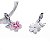 Berloque Pendente flor rosa com borboleta Prata 925 legitima - Imagem 2