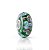 Berloque de vidro murano verde flores rosa e azul prata 925 - Imagem 1