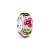 Berloque de vidro murano flores rosa galhos verdes prata 925 - Imagem 1