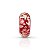 Berloque vidro murano vermelho floral prata legítima 925 - Imagem 1