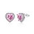 Brinco coracao brilhante cravejado rosa em Prata 925 - Imagem 1