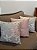 TRIO CAPAS DE ALMOFADAS JACQUARD E SUEDE ROSÊ GOLD COM FLORAL CINZA - Imagem 3