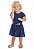 Vestido Infantil Azul Marinho com Glitter e Cinto - Imagem 1