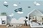 Adesivo infantil aviões, balões e nuvens - Imagem 1