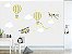 Adesivo Parede Infantil Balão e Avião em Cinza e Amarelo - Imagem 1