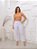 Calça Jogger Feminina Sarja Branca com Cordão Ajustável - Imagem 3