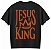 Camiseta Masculina Oversized Unissex Gola Alta Algodão 30.1 Premium Coleção Faith In God JESUS IN KING - Imagem 1