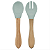 Colher e Garfo de Silicone e Bambu Dig In River Green - Minikoioi - Imagem 1