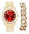 Relógio Masculino Charles Raymond L0504B - Cuban (Roman Gold Blood Red) - Imagem 1