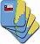 Mapa e Bandeira do Chile com República do Chile impresso em inglês e espanhol Porta-copos de Azulejo de Cerâmica, Conjunto de 8 - Imagem 1
