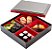 Restaurantware Bento Tek Quadrado Preto e Vermelho Caixa de Bento Estilo Japonês - 4 Compartimentos - 10 x 10 x 2 1/4 - Caixa com 1 unidade - Imagem 1