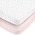 Lençóis de berço ajustados de 2 peças de algodão acetinado 100% Carter's Pink Giraffe & Hearts, rosa, branco - Imagem 1