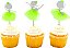 Topo de bolo Dançarina Cupcake Toppers para Restaurante, 100 Topos de bolo de bailarina de bola de glitter - Tutu verde neon, para aniversários ou chás de bebê, topos de bolo de cupcake de papel - Imagem 1