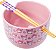 Tigela de Ramen de Cerâmica Silver Buffalo Sanrio My Melody e Kuromi com Padrão Floral Pastel e Hashi, 20 Onças, Roxo/Multi - Imagem 5