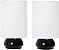 Designs Simples LT2043-BLK-2PK 9 Gêmeo 2 Pçs Contemporâneo 4 Configurações Toque Metal Mini Conjunto de Luminárias de Mesa Redonda c/ Abajures de Tecido p/ Decora - Imagem 1