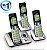 Telefone sem fio expansível com sistema de atendimento, identificação de chamadas/chamada em espera e visor/iluminação retroiluminada, prateado, com 3 bases. - Imagem 2