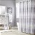 SKL Home by Saturday Knight Ltd. Cortina de Banho de Tecido Listrado Puff, Cinza/Branco - Imagem 2