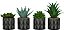 Planta Artificial Pequena de Suculenta com Foliagem Falsa Novogratz com Folhas Realistas e Vaso com Estampa de Folhas, Conjunto de 4 com Altura de 4, 7 e 6, Verde - Imagem 1
