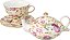 Porcelana de 4 peças Gracie China por Coastline Imports para Chá para um, Chaleira Empilhada, Xícara e Pires, Estampa de Rosas Cottage Cream Chintz - Imagem 2
