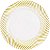 Itens Essenciais para Festa 40 Pratos Descartáveis de Porcelana para Almoço/Salada de Plástico Resistente de 9 com Borda Swirl, Branco/Dourado - Imagem 1