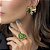 Brinco floral com microzircônias e cristal esmeralda - Imagem 3